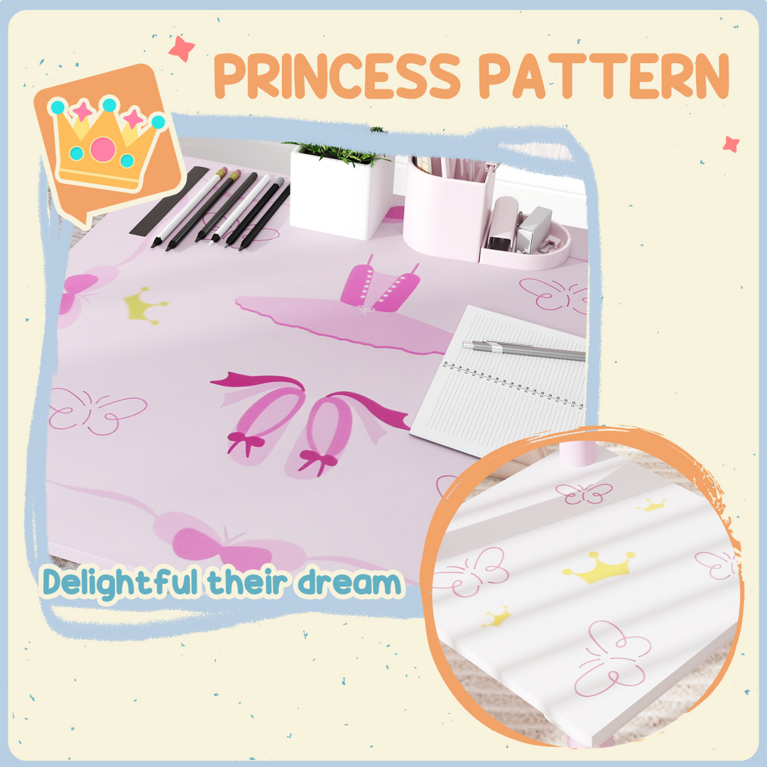 AIYAPLAY Princess Kids Table & Chairs Set – Pink (Ages 2–5)