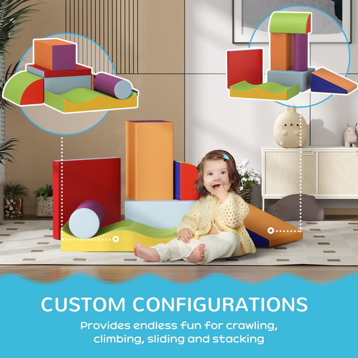 HOMCOM 7-Piece Toddler Soft Play Set – Foam Blocks for Ages 1–3 Years