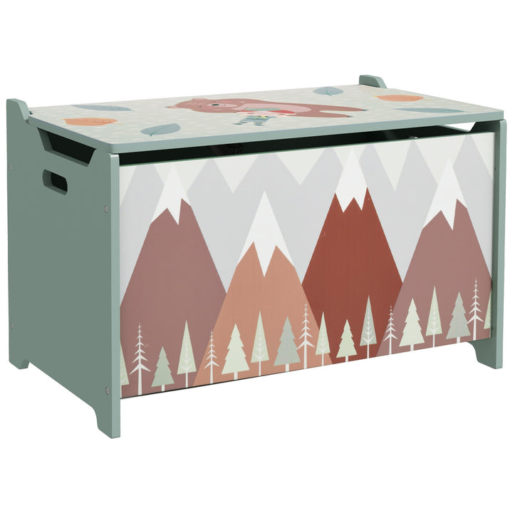 ZONEKIZ Toy Box, Kids Storage Chest, with Lid, Safety Hinge - Green - Green
