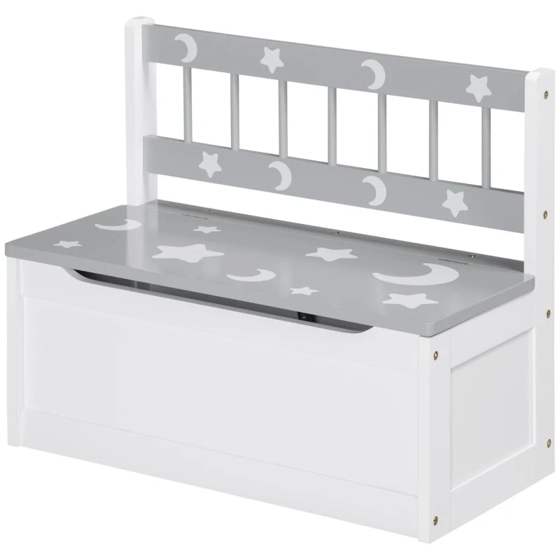 ZONEKIZ 2-in-1 Kids Storage Bench &amp; Toy Box – Grey