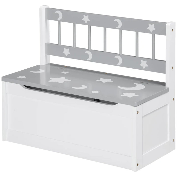 ZONEKIZ 2-in-1 Kids Storage Bench &amp; Toy Box – Grey