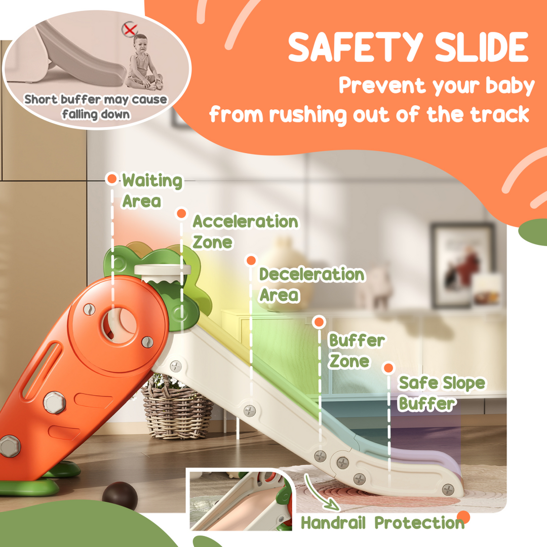 AIYAPLAY 3-in-1 Foldable Carrot Slide with Climber – Orange (Ages 1–3)