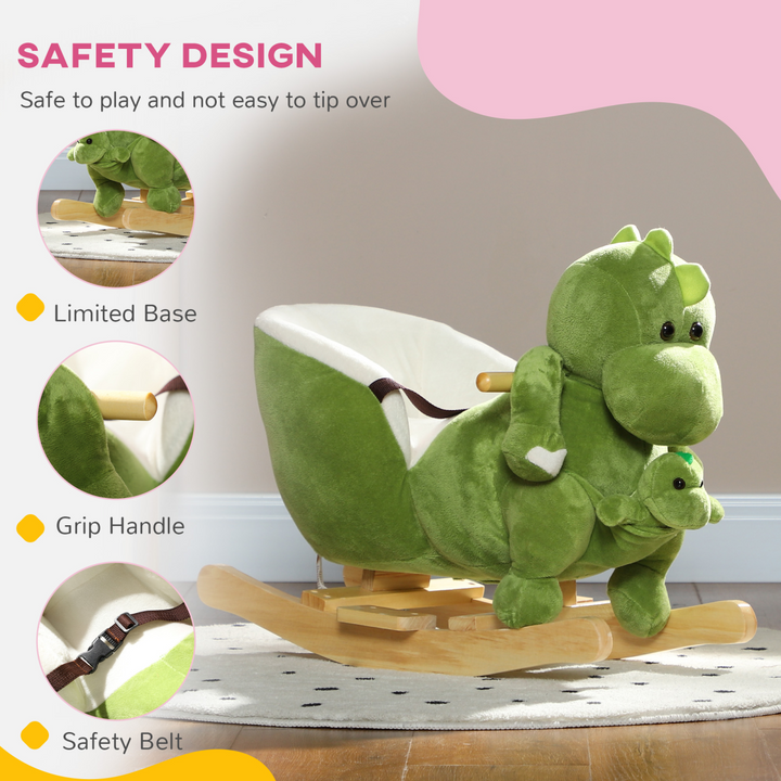 AIYAPLAY Dinosaur Rocking Horse with Safety Belt & Songs – 18–36M