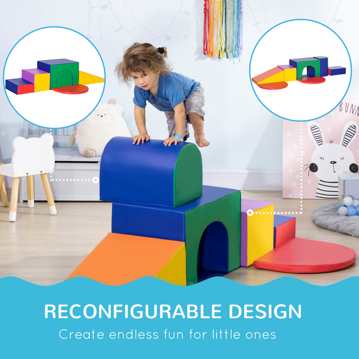HOMCOM Seven-Piece Toddler Soft Play Set – Foam Blocks for Ages 12–36 Months