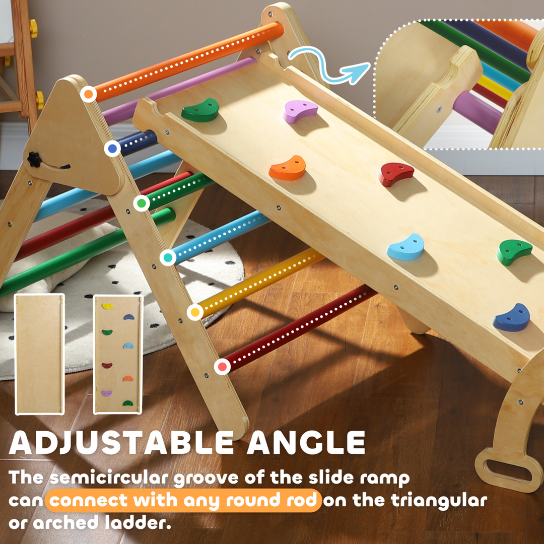 AIYAPLAY 5-in-1 Toddler Climbing Frame with Ramp &amp; Arch – Multicolour