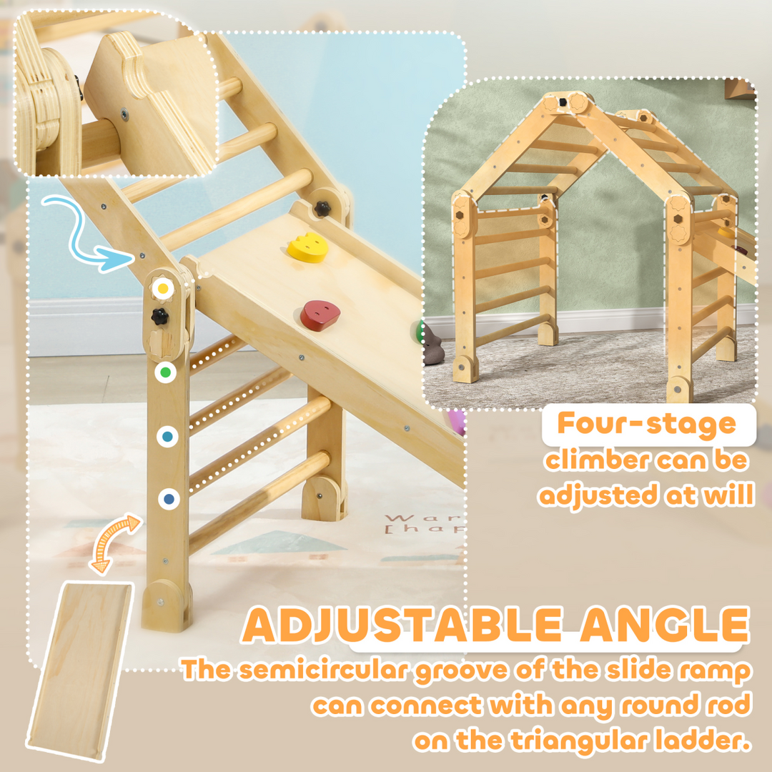 AIYAPLAY 3-in-1 Kids Climbing Frame with Ramp &amp; Slide – Multicolour