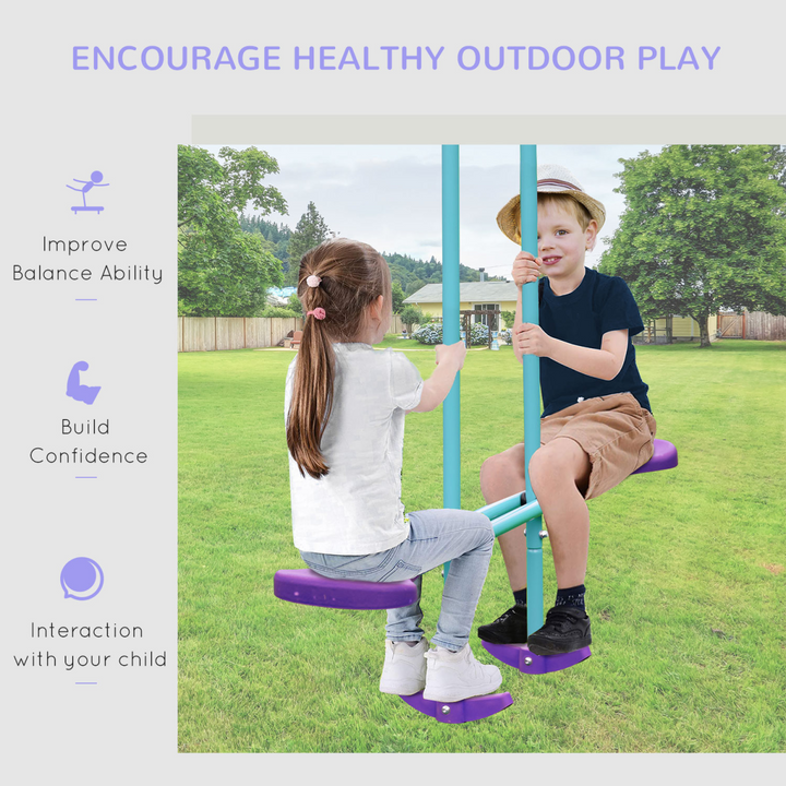 Outsunny 3-in-1 Kids Swing Set with Seesaw - Ages 3+