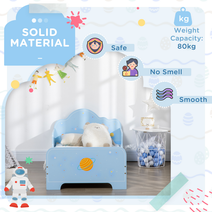 ZONEKIZ Space Toddler Bed – Blue (Ages 3–6)