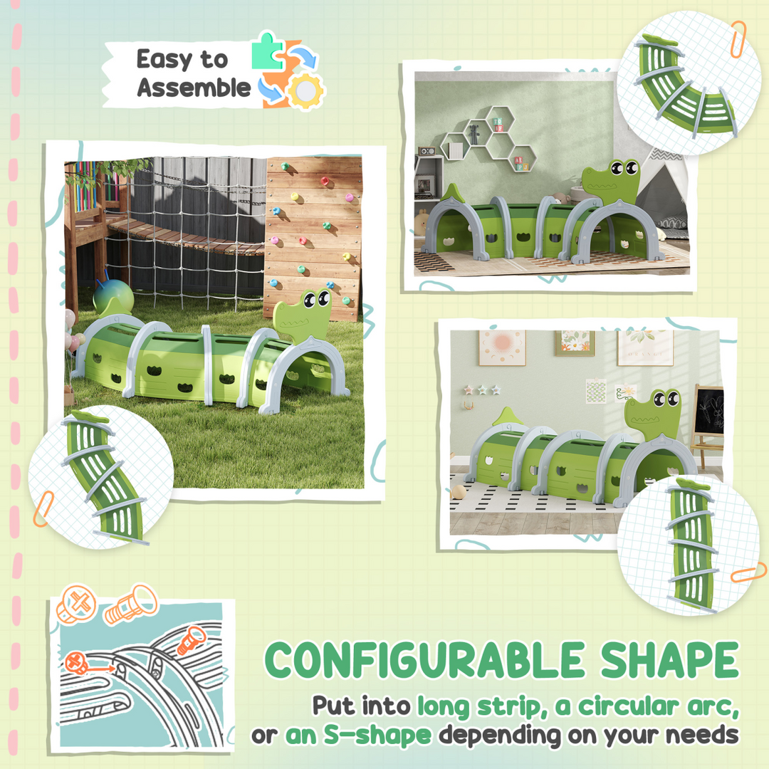 AIYAPLAY Crocodile Design Kids Play Tunnel – Ages 3–6