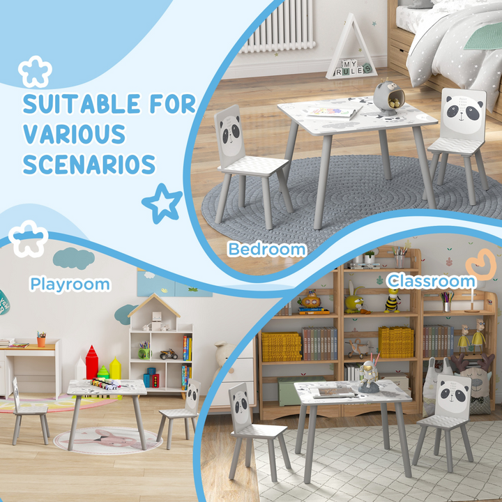 ZONEKIZ Kids Table & Chairs – Grey Toddler Furniture Set for Ages 3–6