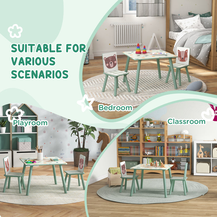 ZONEKIZ Kids and Table Chairs, Children Desk with Two Chairs, Toddler Furniture Set, for Ages 3-6 Years - Green - image 6