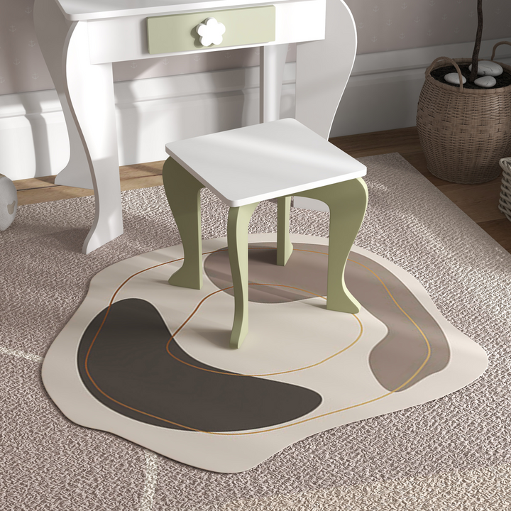 ZONEKIZ Kids Dressing Table & Stool – White Flower Vanity Set