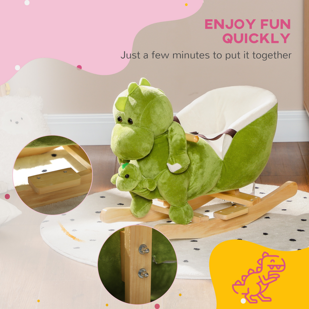 AIYAPLAY Dinosaur Rocking Horse with Safety Belt & Songs – 18–36M