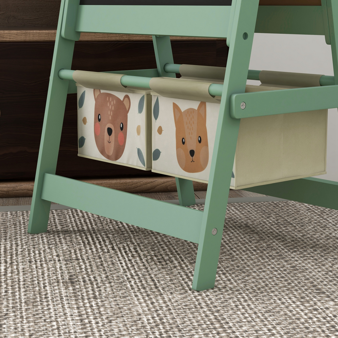 AIYAPLAY 3-in-1 Kids Easel with Paper Roll & Storage – Green