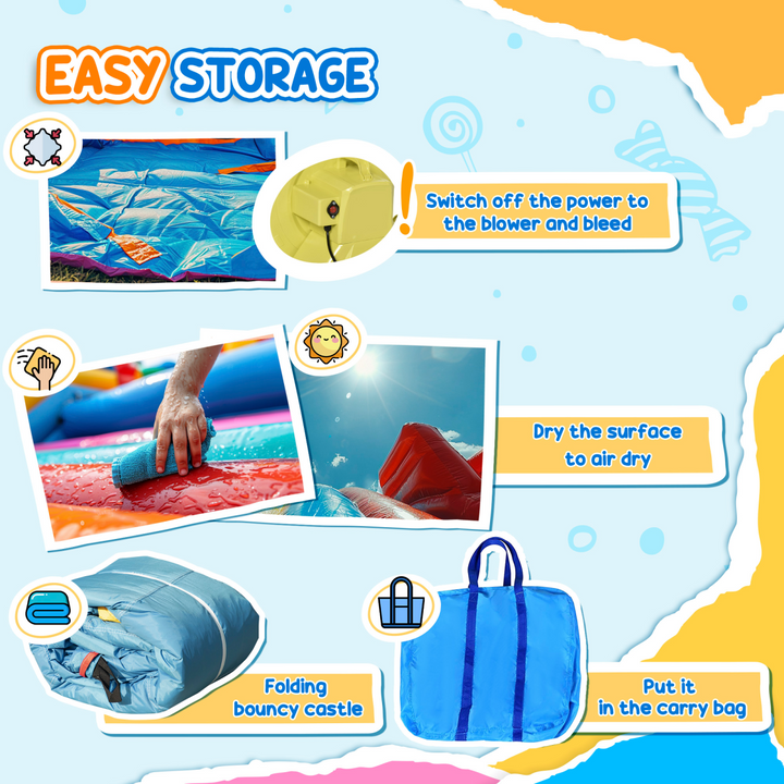 Outsunny Kids Bouncy Castle with Slide Pool and Blower