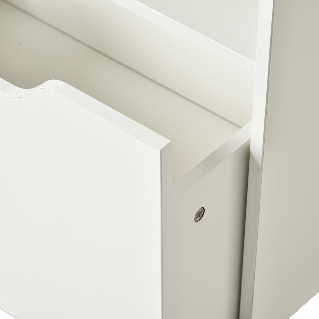 HOMCOM Kids Bookshelf & Toy Organiser with Drawer & Wheels – White