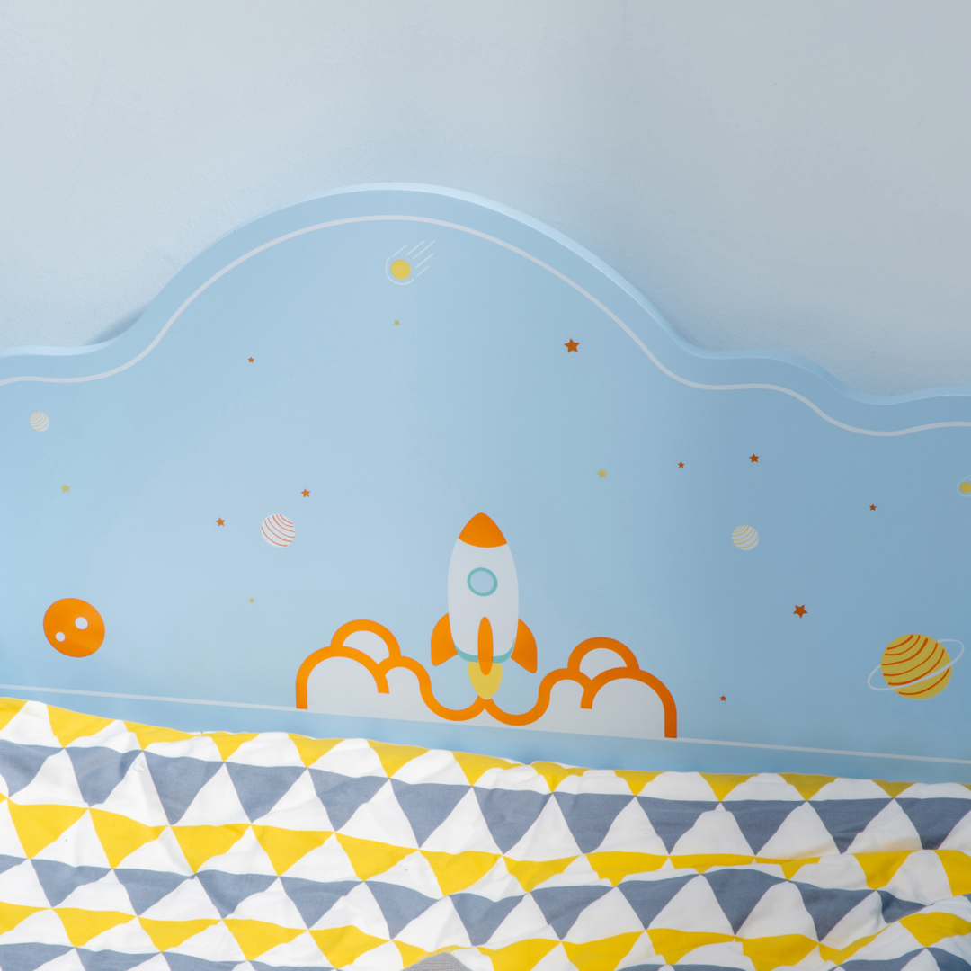 ZONEKIZ Space Toddler Bed – Blue (Ages 3–6)