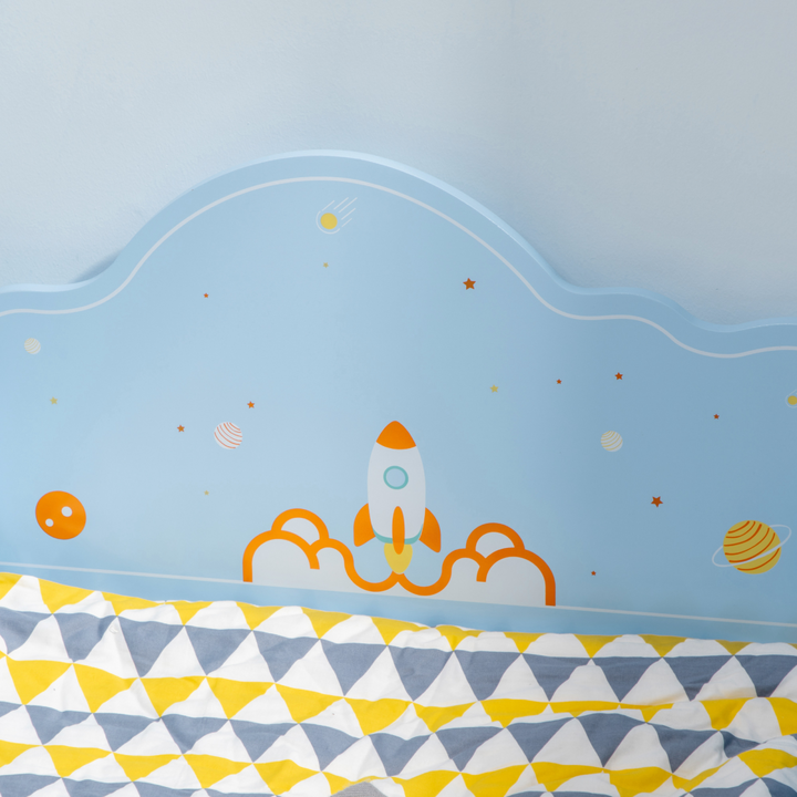 ZONEKIZ Space Toddler Bed – Blue (Ages 3–6)