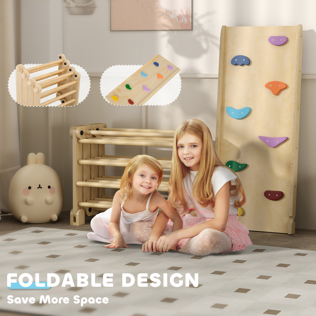AIYAPLAY 3-in-1 Kids Climbing Frame with Ramp &amp; Slide – Multicolour