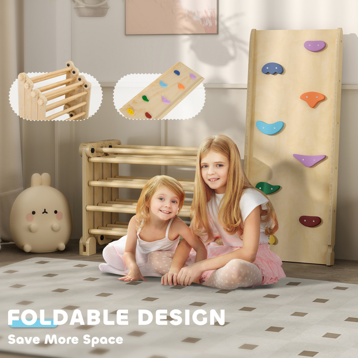 AIYAPLAY 3-in-1 Kids Climbing Frame with Ramp &amp; Slide – Multicolour