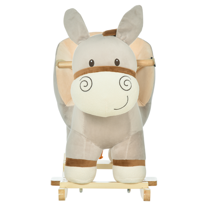 HOMCOM Kids Plush Donkey Rocking Ride-On – Grey