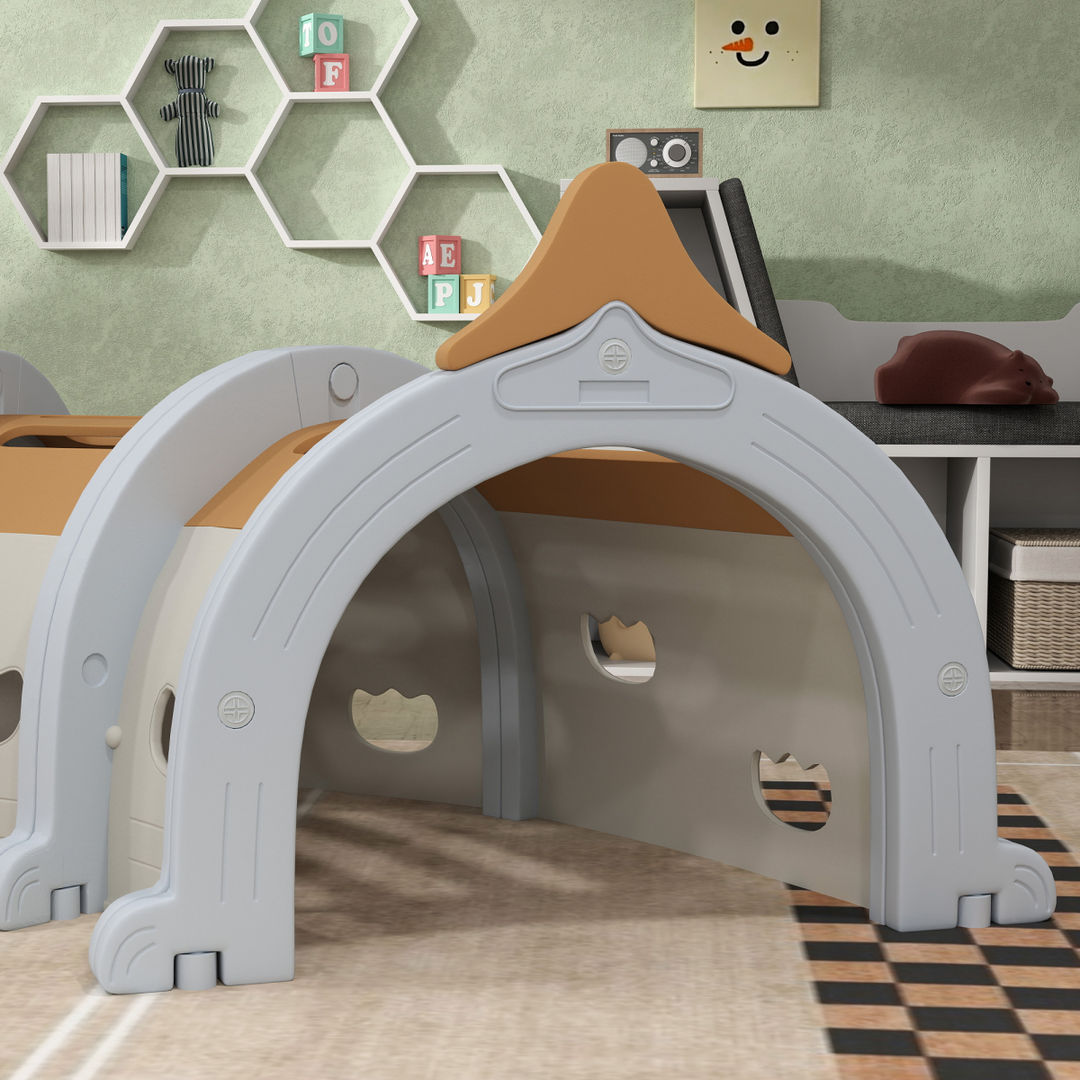AIYAPLAY Monkey Design Kids Play Tunnel – Ages 3–6 (Brown)
