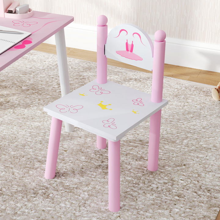 AIYAPLAY Princess Kids Table & Chairs Set – Pink (Ages 2–5)