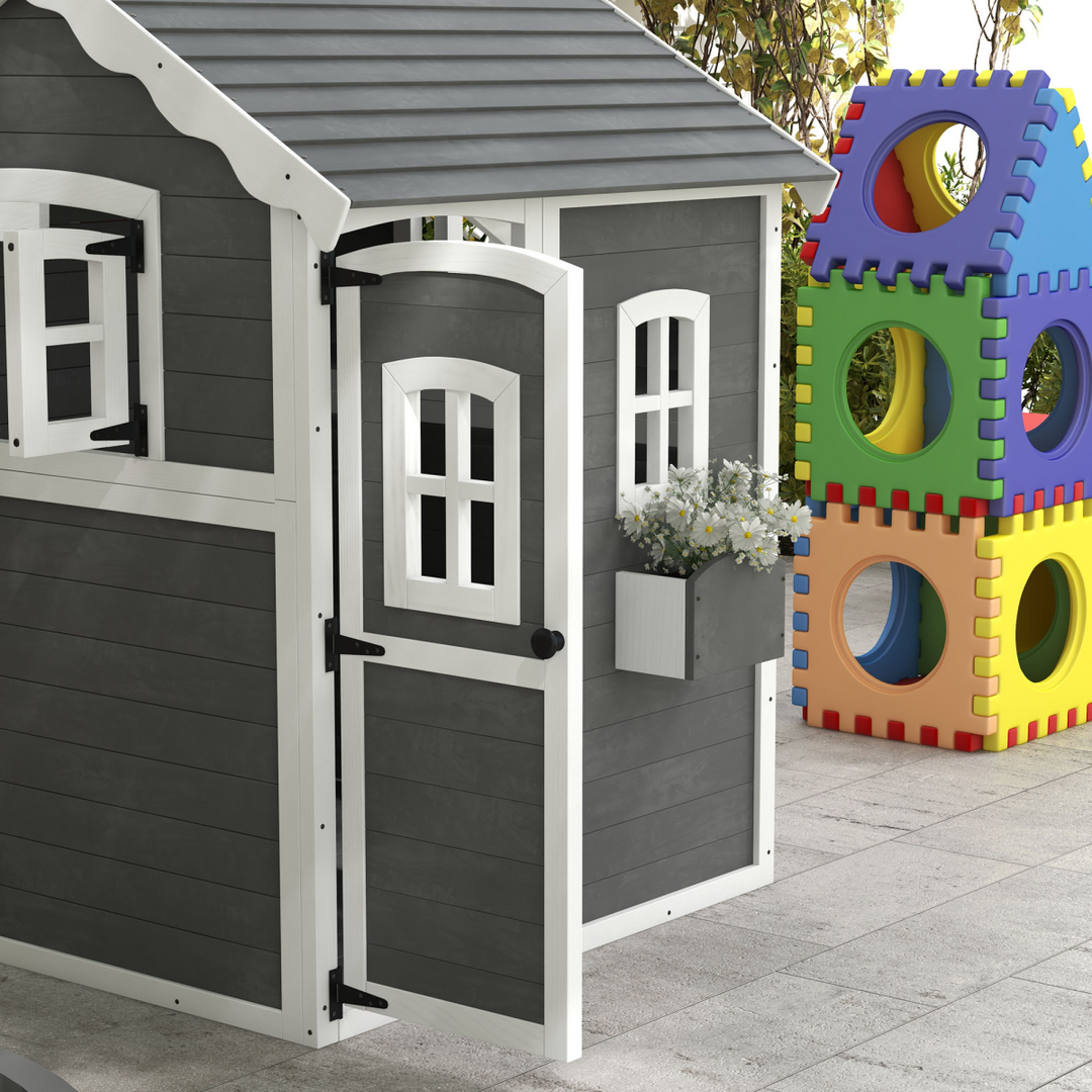 Outsunny Wooden PlayHouse - Grey