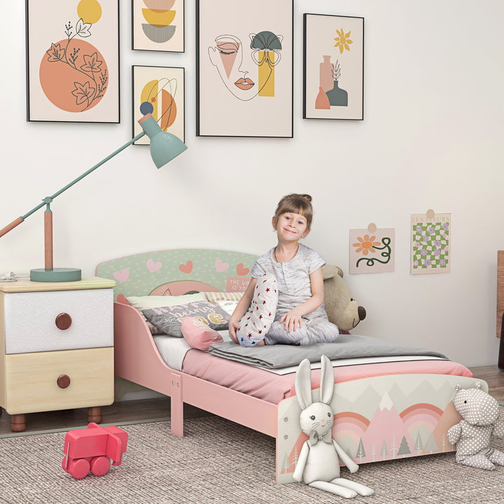 ZONEKIZ Toddler Bed Frame, Kids Bedroom Furniture for Ages 3-6 Years, Pink - image 2