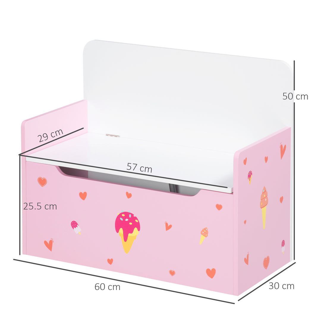 ZONEKIZ 2-in-1 Kids Storage Bench, Toy Box w/ Safety Rod - Pink - image 3