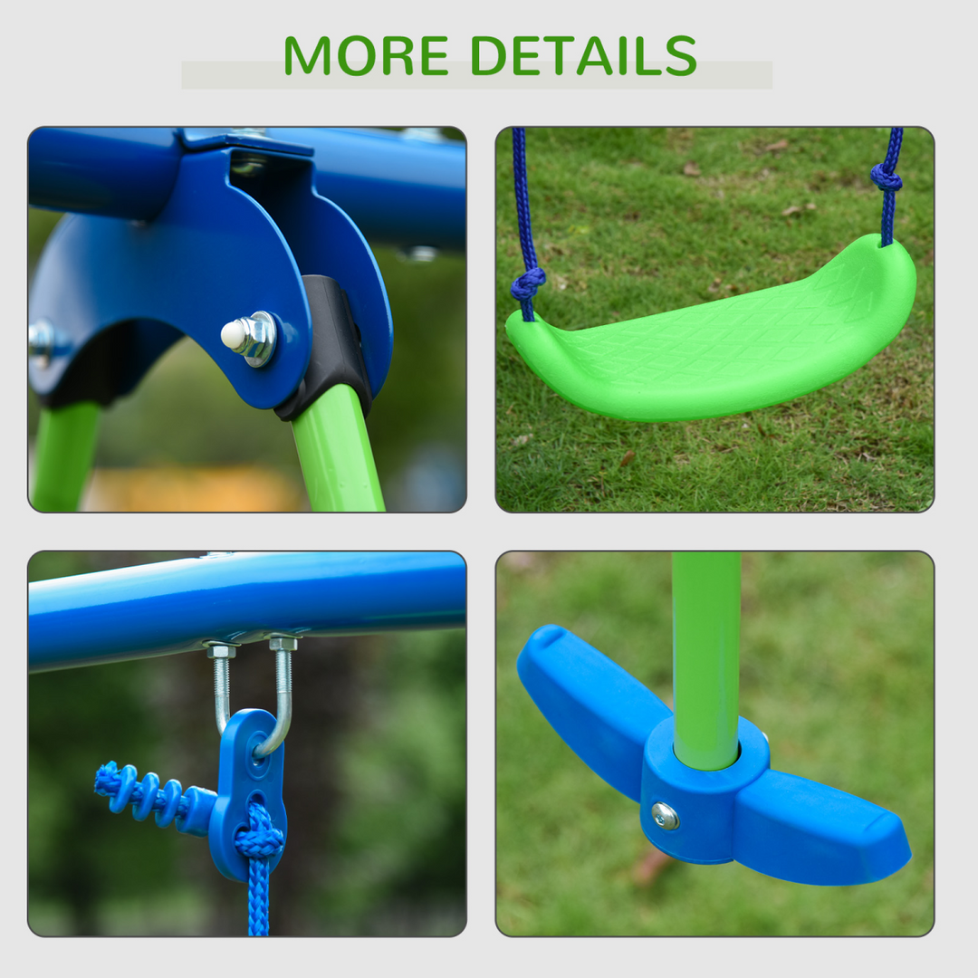 Outsunny 3-in-1 Kids Swing Set with Seesaw - Green