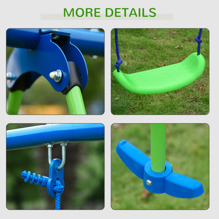 Outsunny 3-in-1 Kids Swing Set with Seesaw - Green