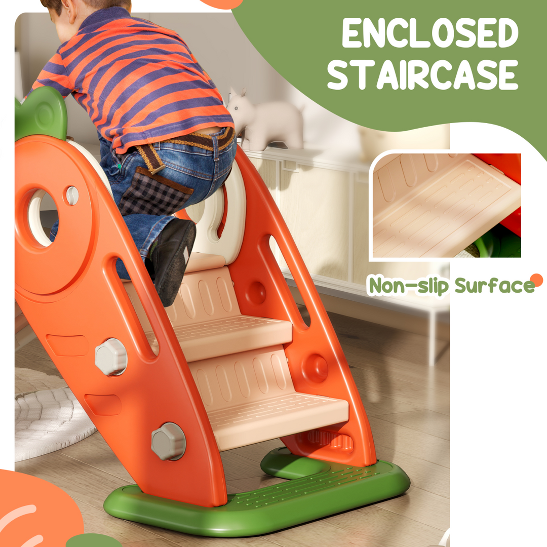 AIYAPLAY 3-in-1 Foldable Carrot Slide with Climber – Orange (Ages 1–3)