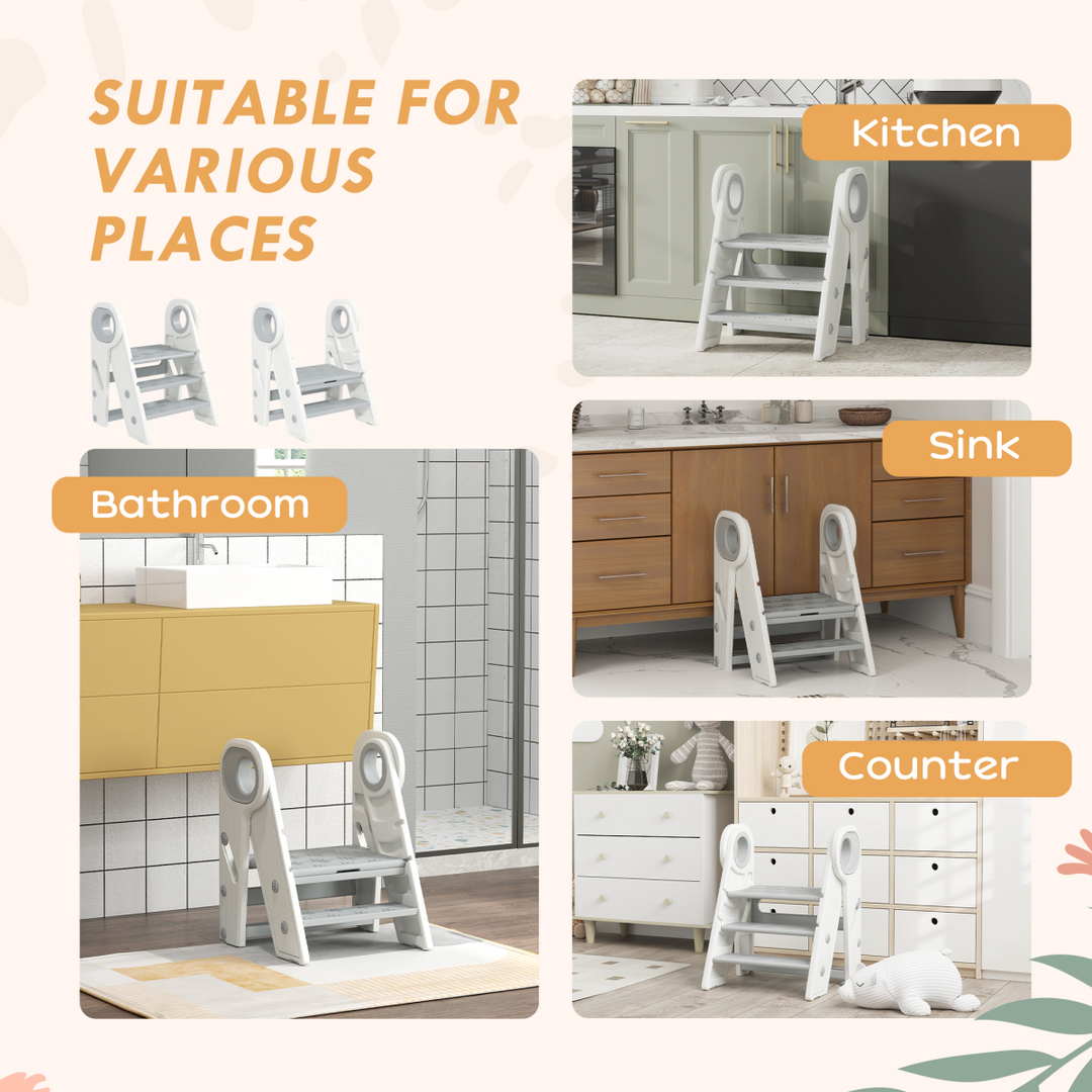 AIYAPLAY Foldable & Adjustable Kids Step Stool