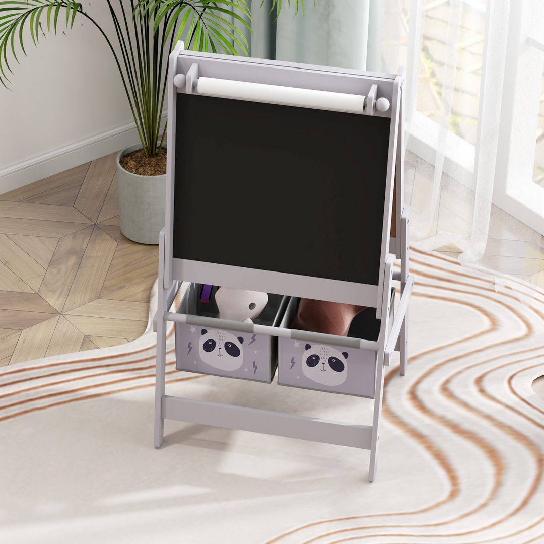 AIYAPLAY 3-in-1 Kids Art Easel with Paper Roll & Storage – Grey
