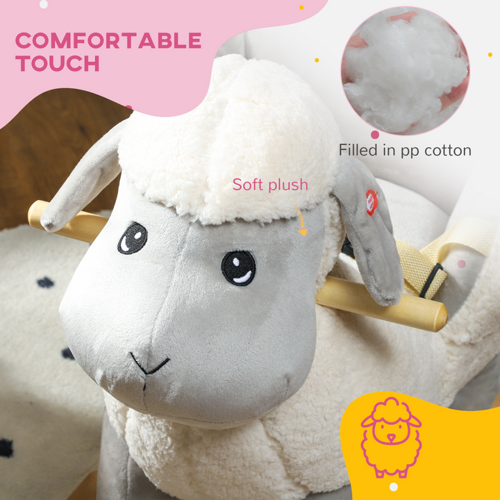 AIYAPLAY Rocking Lamb with Sounds & Safety Belt – Grey (18–36M)