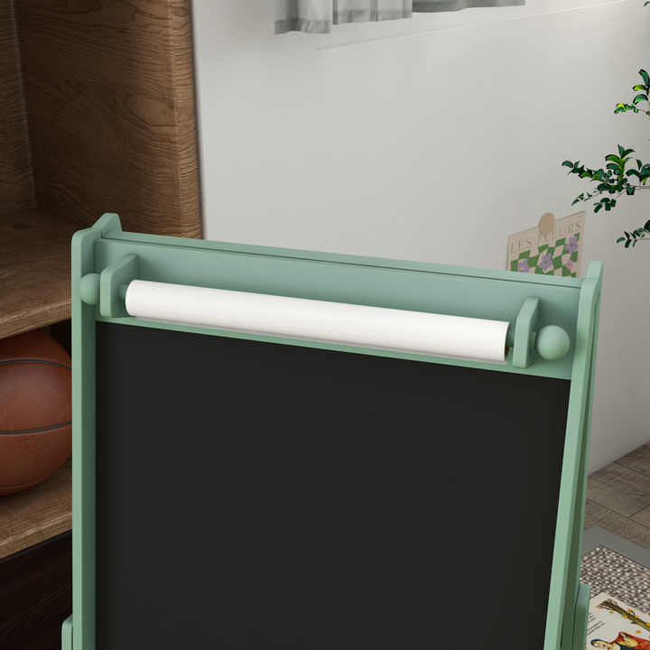 AIYAPLAY 3-in-1 Kids Easel with Paper Roll & Storage – Green