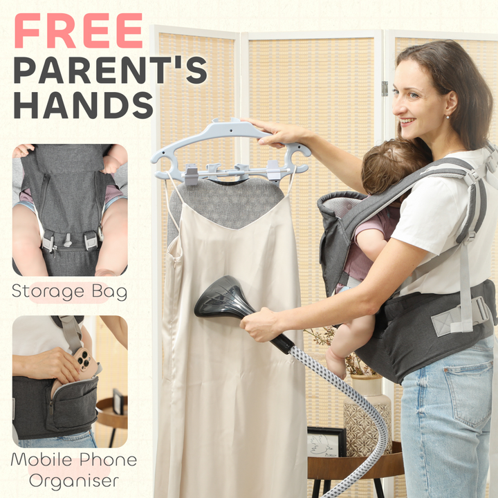 AIYAPLAY 6-in-1 Baby Carrier with Seat – Newborn to Toddler, Grey
