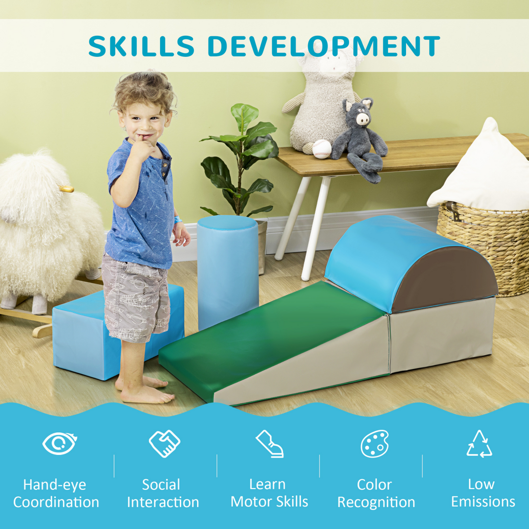 HOMCOM 5-Piece Toddler Soft Play Set – Climb, Crawl & Slide | Ages 1–3