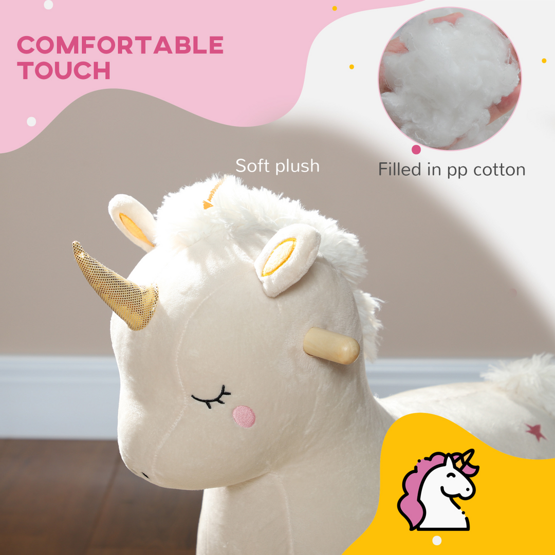 AIYAPLAY Unicorn Rocking Horse with Sounds – White, Ages 2–4