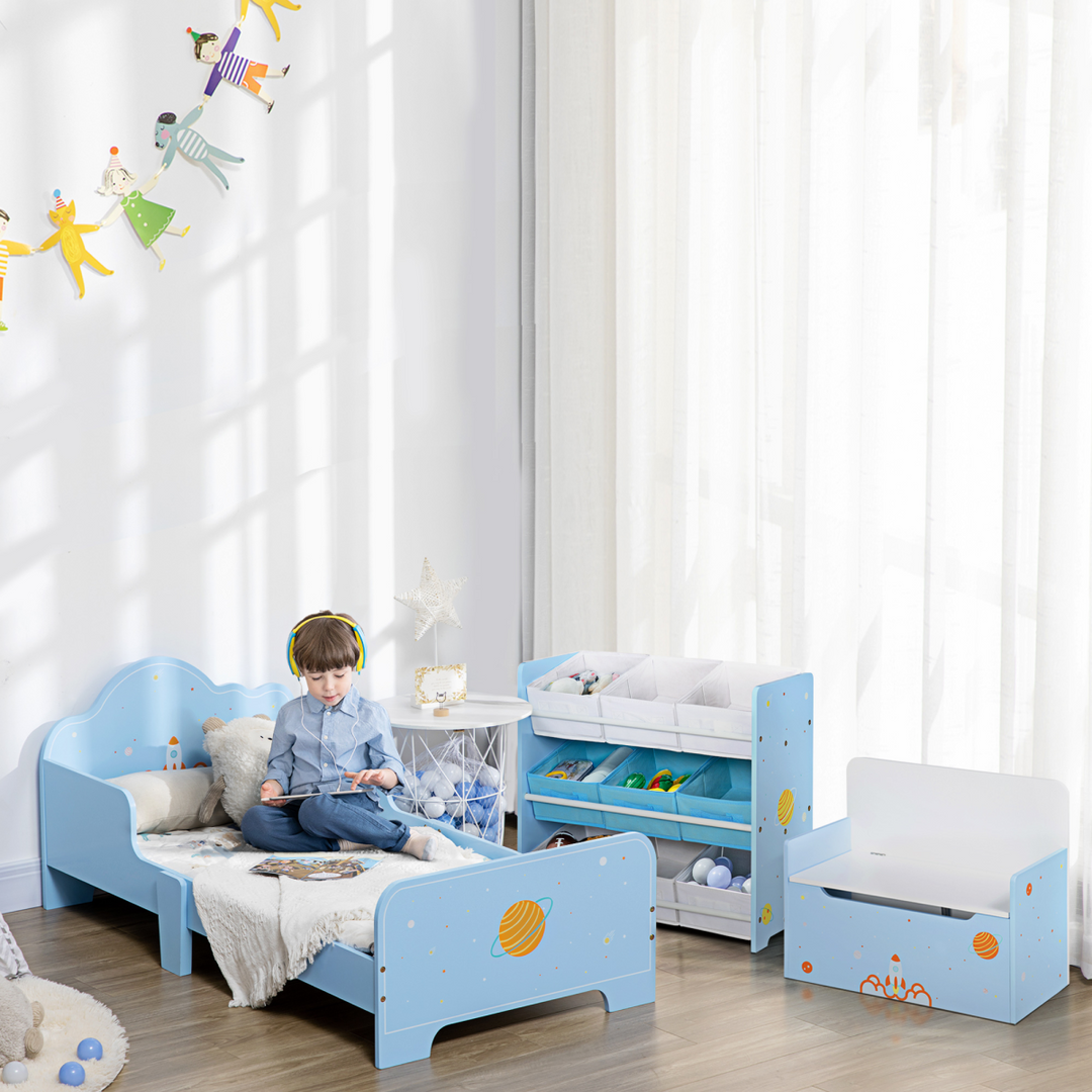 ZONEKIZ Space Toddler Bed – Blue (Ages 3–6)