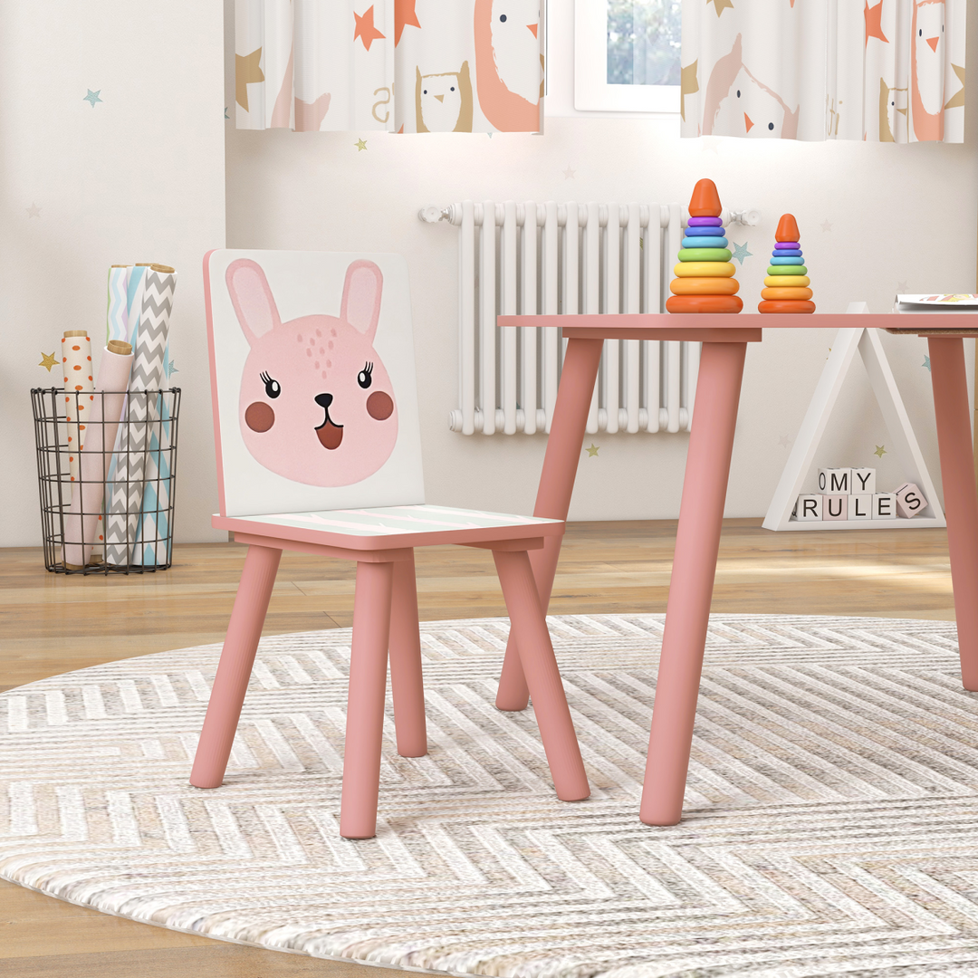 ZONEKIZ Kids Table & 2 Chairs – Pink Toddler Furniture Set (ages 3–6)