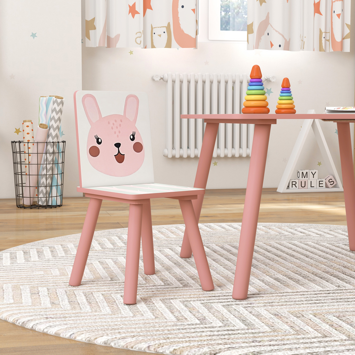 ZONEKIZ Kids Table & 2 Chairs – Pink Toddler Furniture Set (ages 3–6)