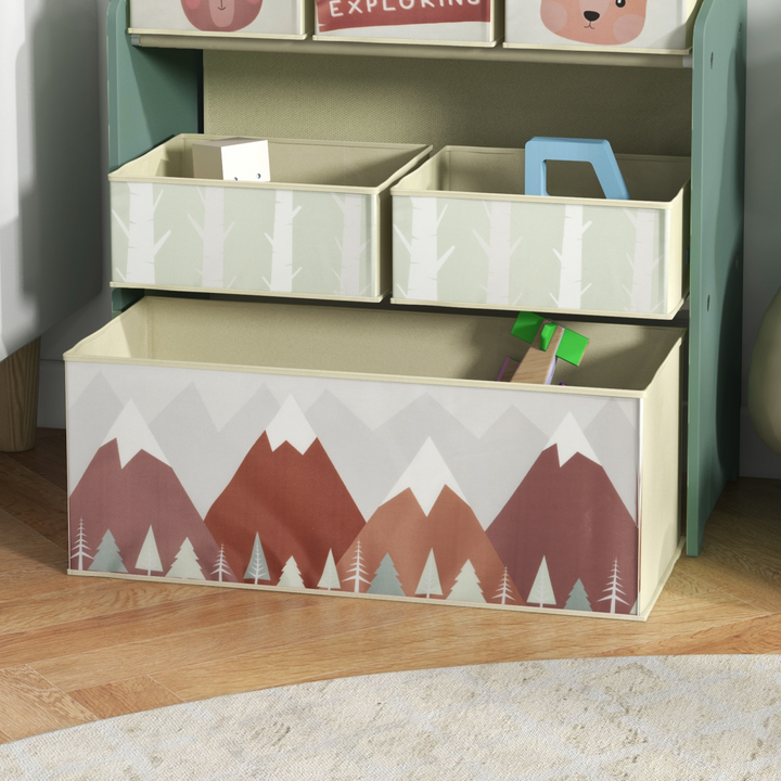 ZONEKIZ Kids Storage Organiser with Six Fabric Bins – Green