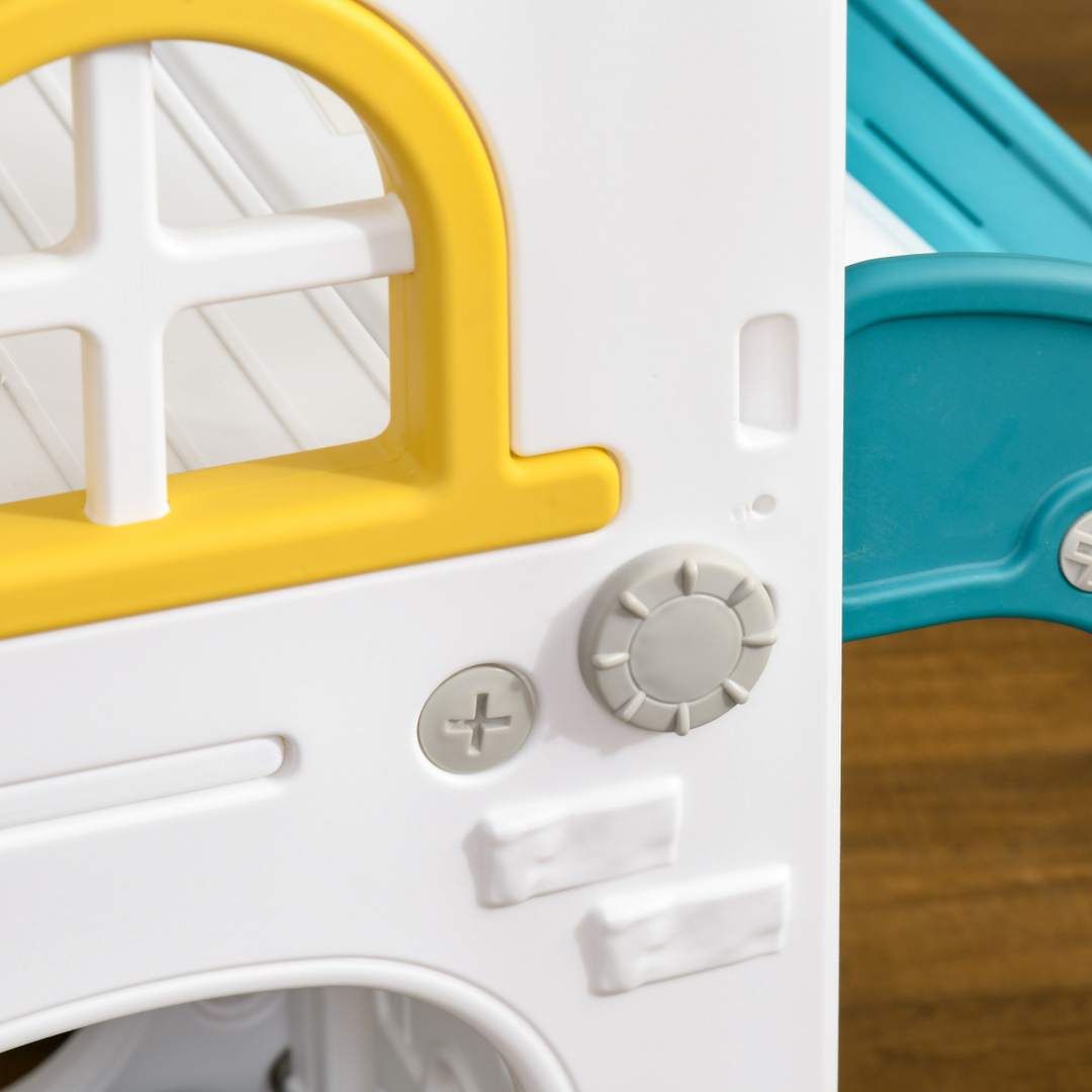AIYAPLAY 4-in-1 Toddler Slide with Hoop, Telescope & Storage – Yellow