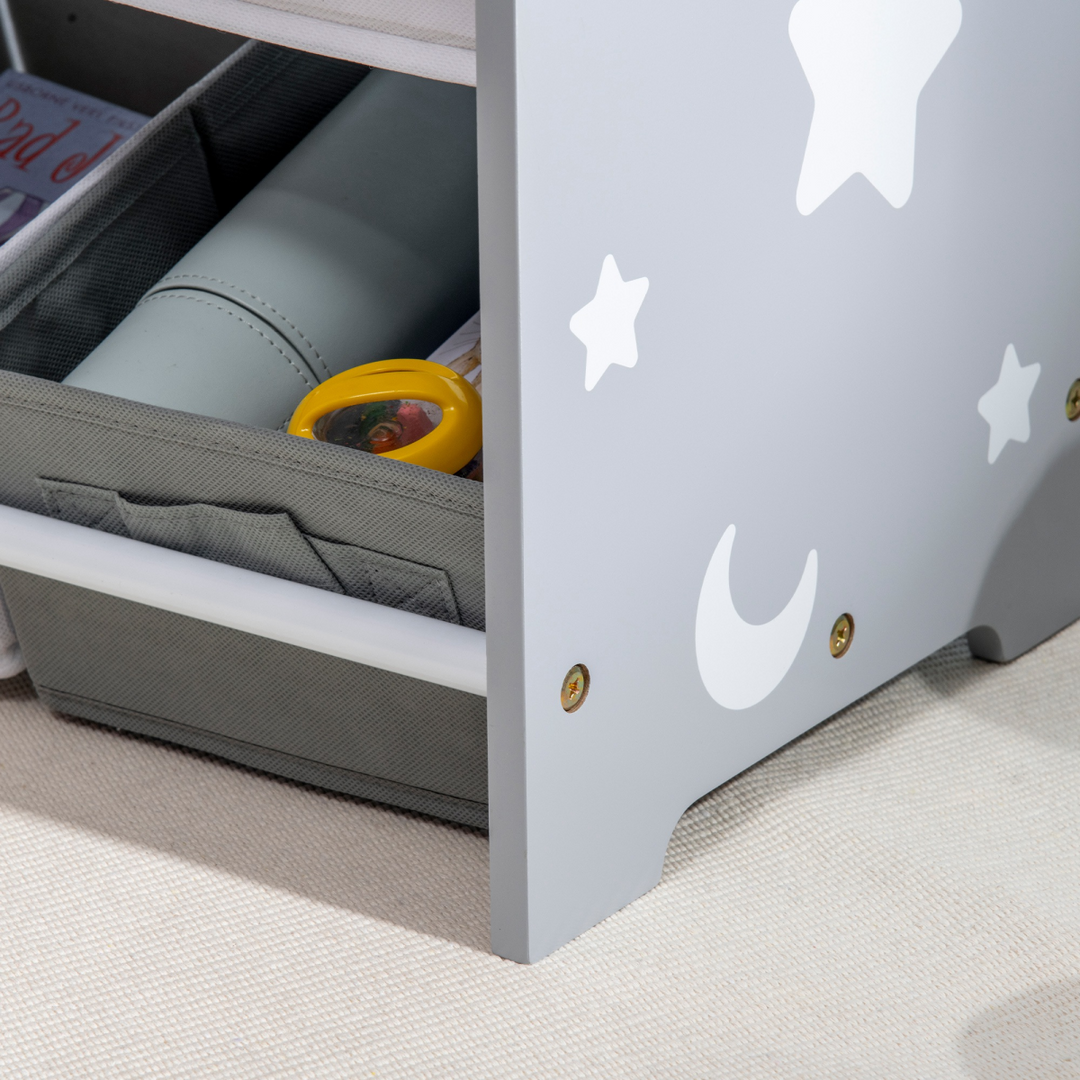 ZONEKIZ Kids Storage Rack with Nine Removable Baskets – Grey