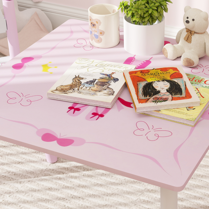 AIYAPLAY Princess Kids Table & Chairs Set – Pink (Ages 2–5)