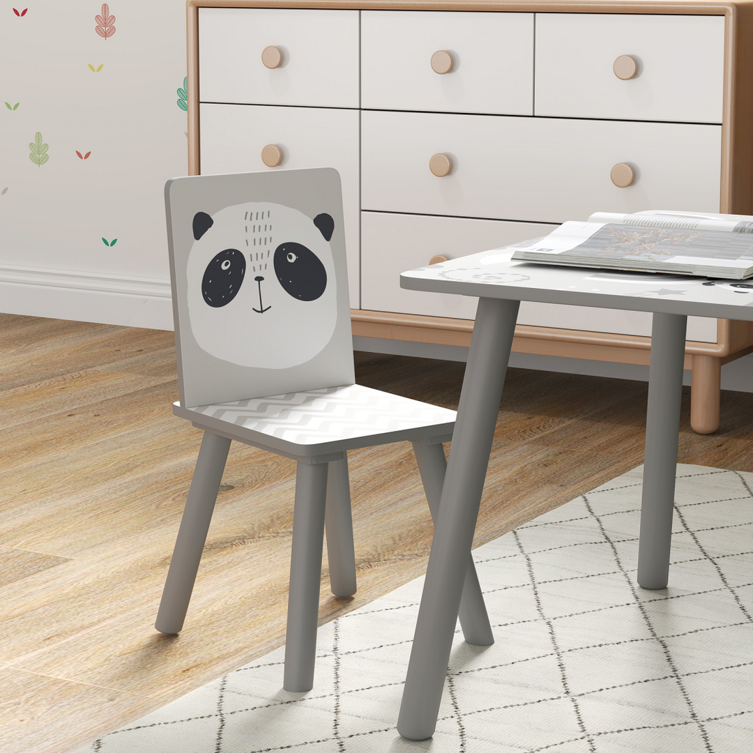 ZONEKIZ Kids Table & Chairs – Grey Toddler Furniture Set for Ages 3–6