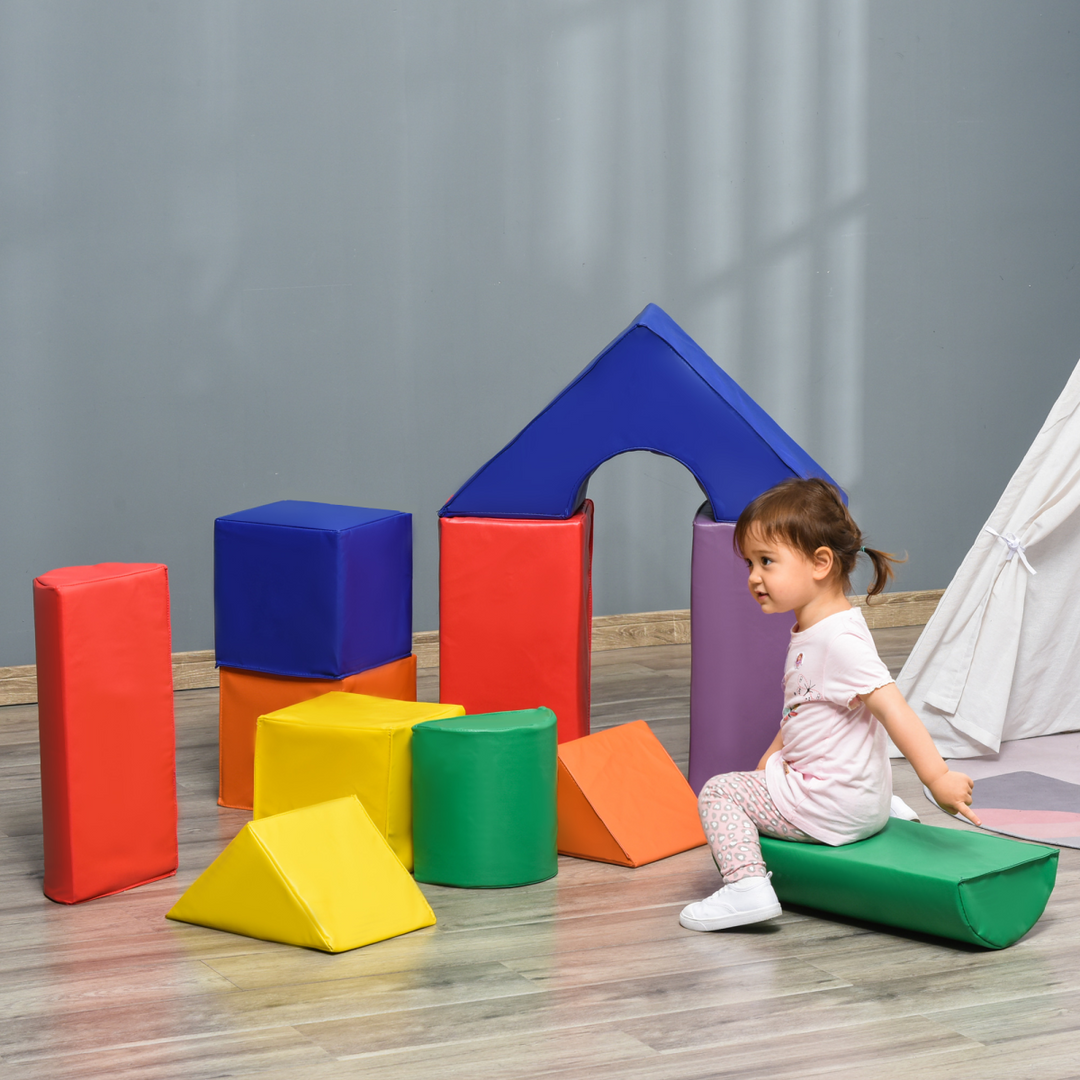 HOMCOM 11-Piece Toddler Soft Play Set – Foam Climb, Crawl & Build Blocks