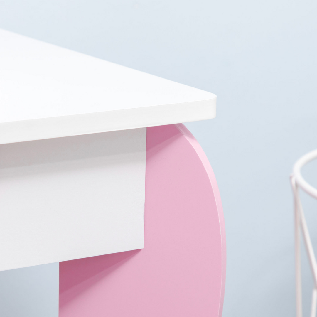 ZONEKIZ Kids Dressing Table & Stool – Pink Princess Vanity Set